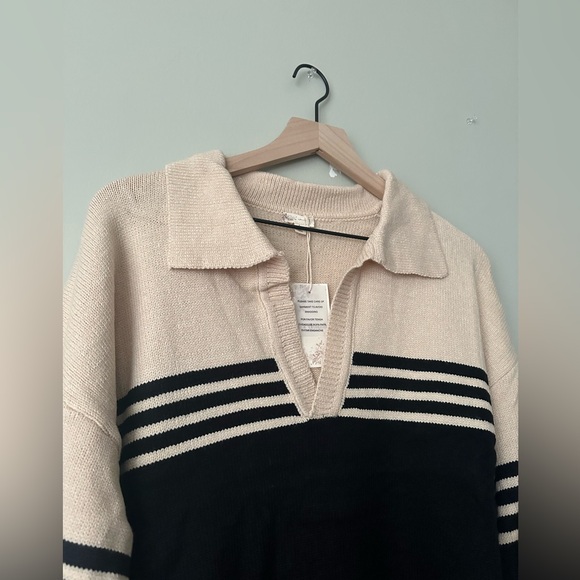 Black and Cream Striped Sweater - Picture 2 of 6